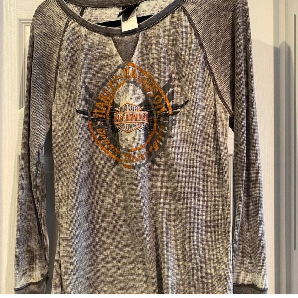 Harley-Davidson Grey Long-Sleeve Top Sz. Large